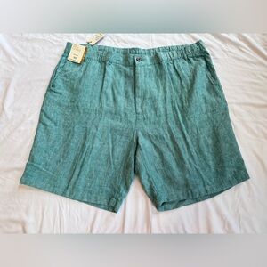 Caribbean Men's Isle Sands Teal Linen Shorts 10” Inseam